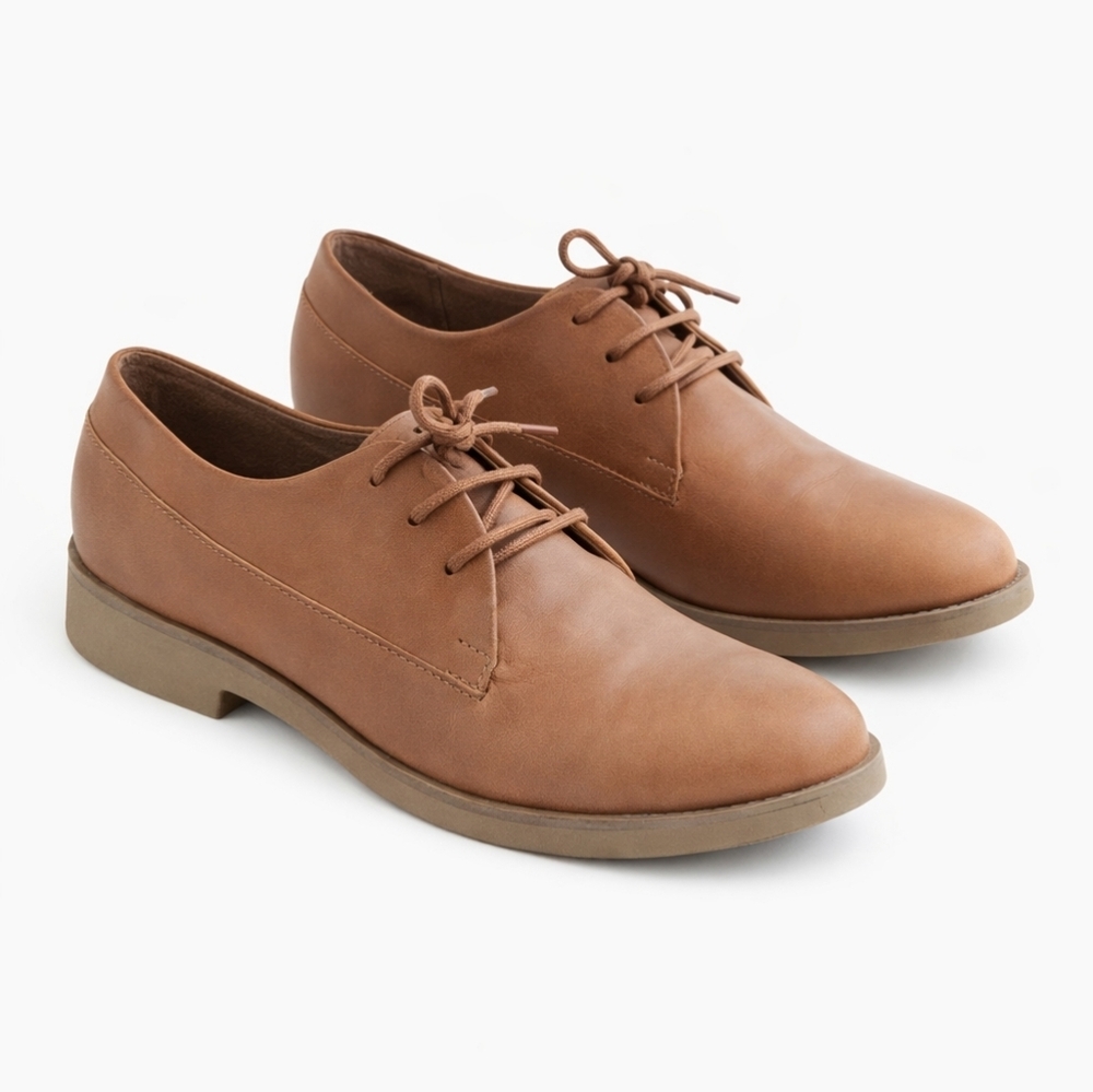SoftWalk Tan Leather Oxford Lace Up Flats Women’s Size 8